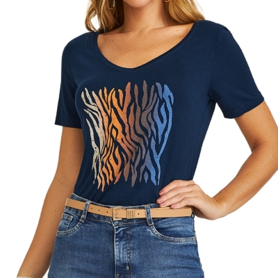 Realist Blusinha Manga Curta Malha Estampada