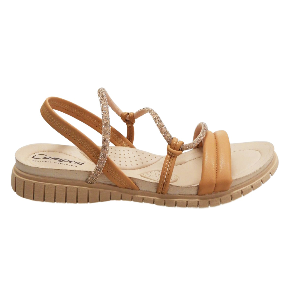 Campesí Sandália Feminina Calce Fácil Strass
